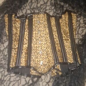 Vintage Goth Animal Print Bone Corset Size 24